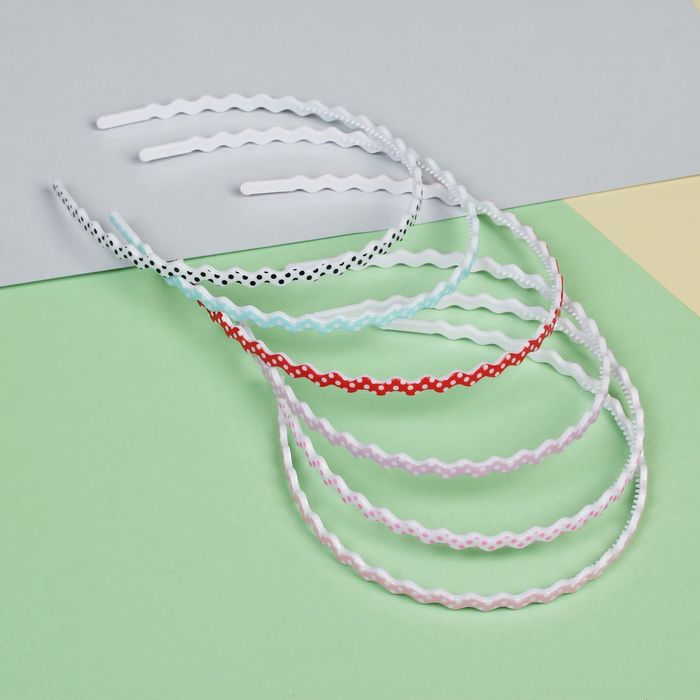 Ободок для волос "Волна" 0,6 см, горох, микс