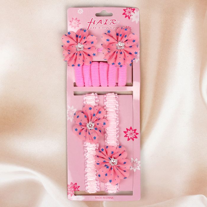 Набор для волос "Женечка" (2 заколки, 2 повязки, 6 резинок), розовый бантик, звезда