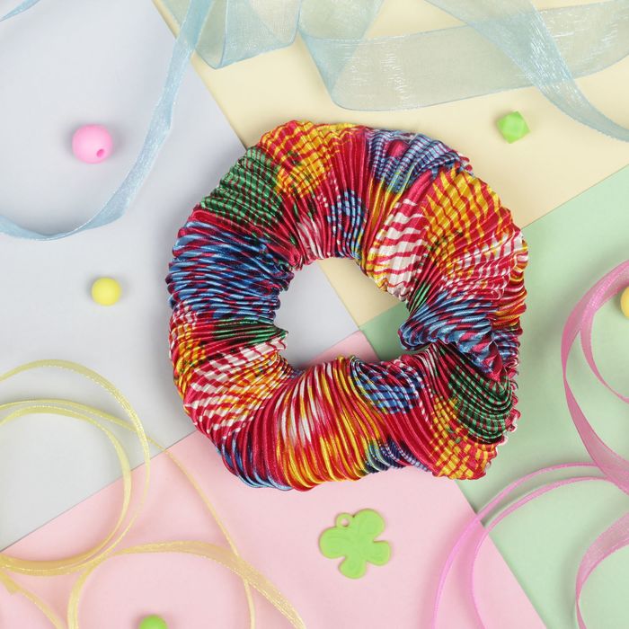 Резинка для волос "Орбита", жатая, батик, микс