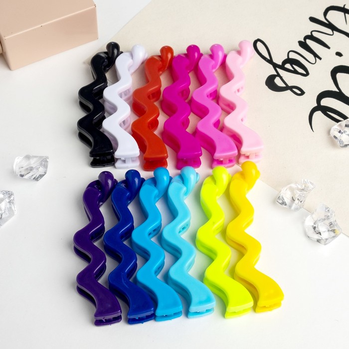 Банан для волос "Цветной" 8,5 см волна,микс