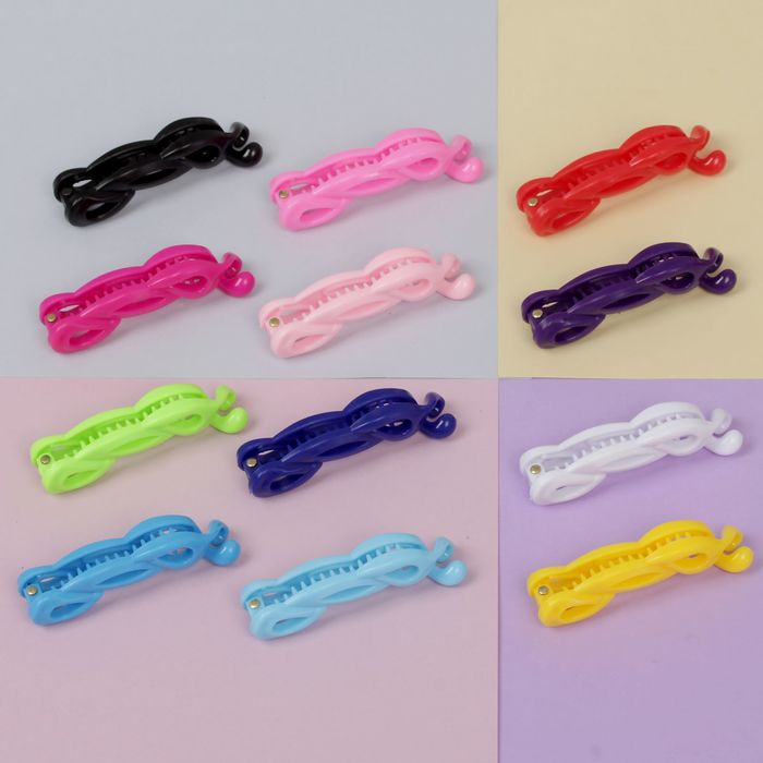 Банан для волос "Цветной" 7 см плетение,микс