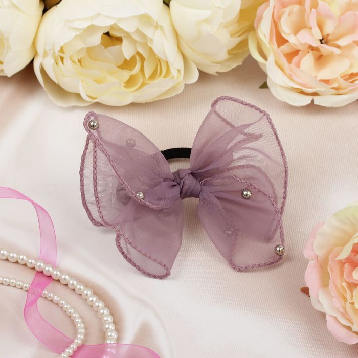 Бант для девочек "Ария", сиреневый, жемчуг
