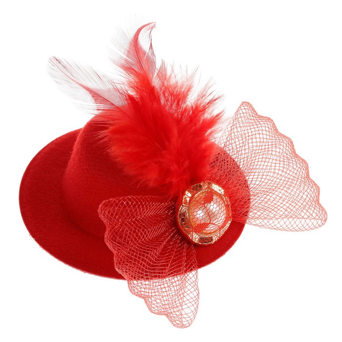 Карнавальный зажим шляпка "Стильная таинственность", цвета МИКС