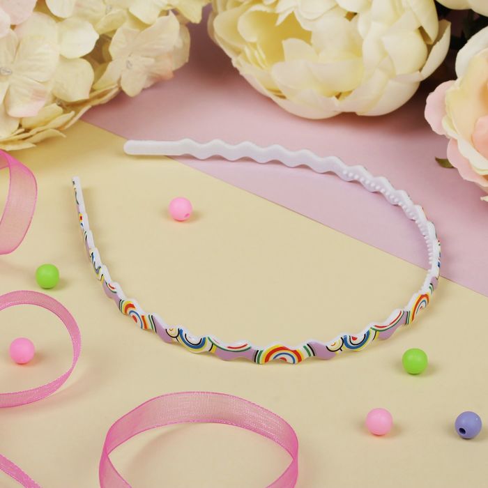 Ободок для волос "Волна" 0,6 см, круги, микс