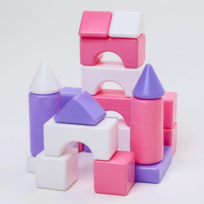 Строительный набор, 21 элемент, 60 × 60, цвет розовый цена и фото