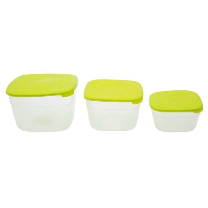 Комплект емкостей для СВЧ "Galaxy" квадратных, 3 шт: 1 л, 2л, 3 л, цвет МИКС