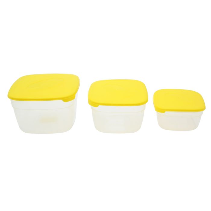 Комплект емкостей для СВЧ "Galaxy" квадратных, 3 шт: 1 л, 2л, 3 л, цвет МИКС