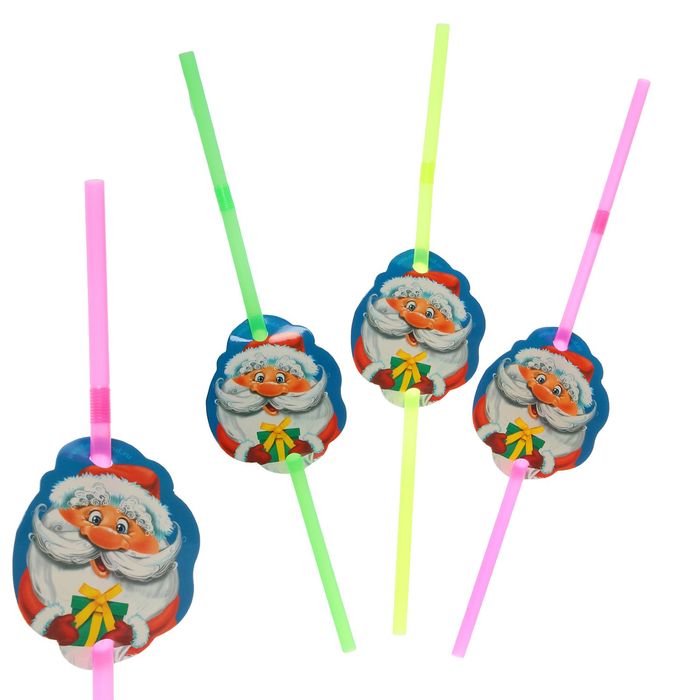 Трубочка для коктейля "С Новым годом", набор 6 шт.