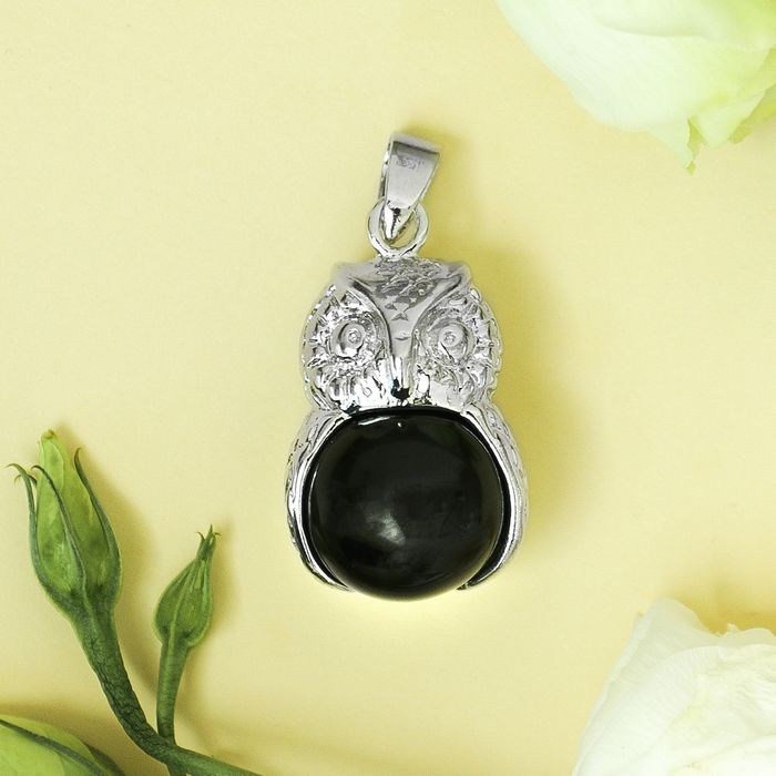 Подвеска сова "Агат чёрный"