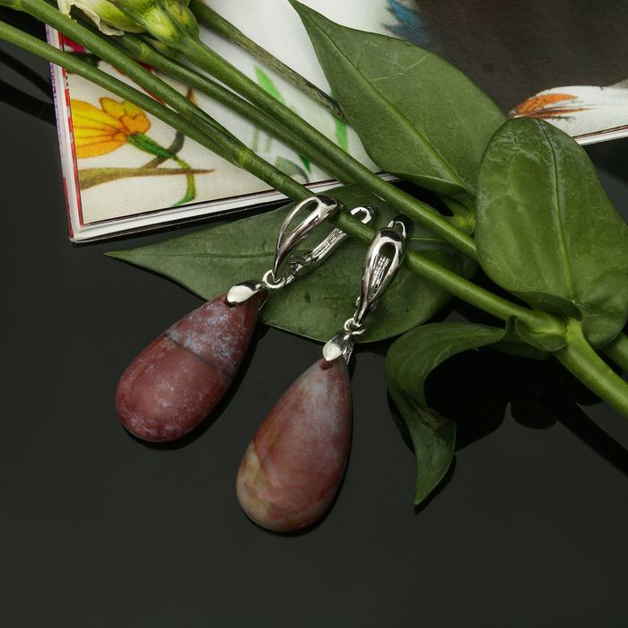 Серьги капля "Яшма красная"