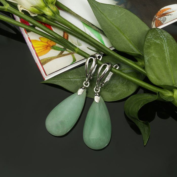Серьги капля "Нефрит"
