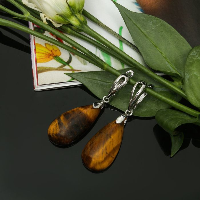 Серьги капля "Тигровый глаз"