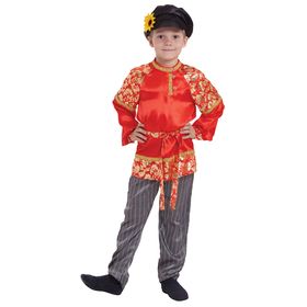 Русский народный костюм для мальчика 'Хохлома с золотом', р-р 60, рост 116 см Ош