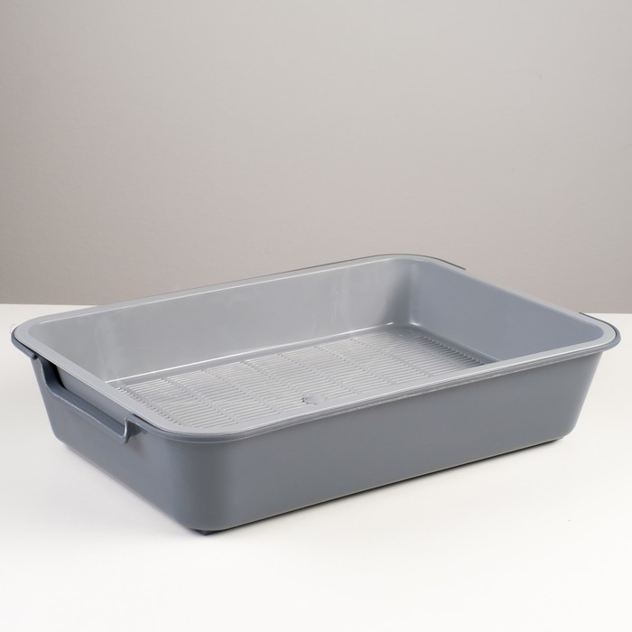 Туалет для кошек "Белла" с сеткой, 37 х 27 х 8 см, серый