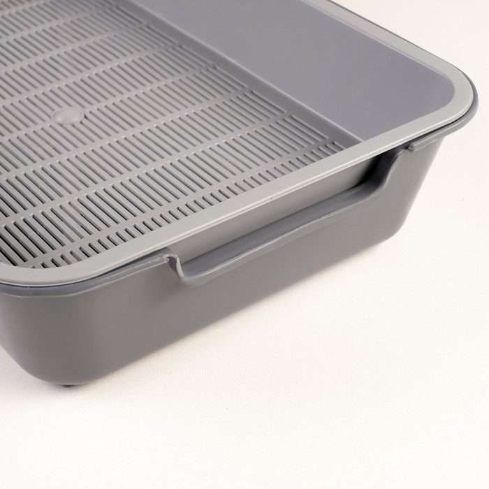 Туалет для кошек "Белла" с сеткой, 37 х 27 х 8 см, серый