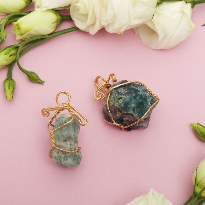 Подвеска друза в металле "Флюорит" в золоте