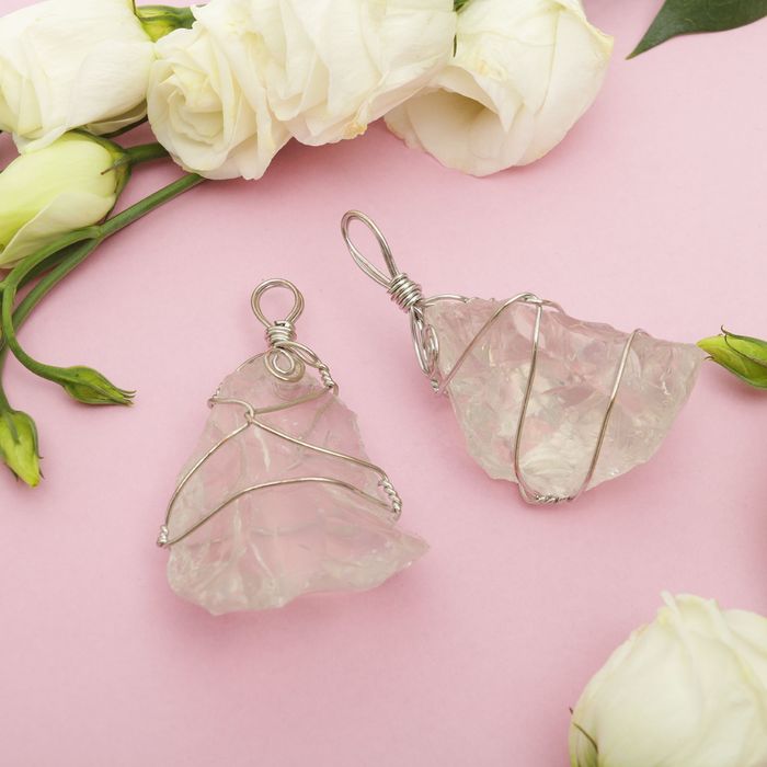Подвеска друза в металле "Горный хрусталь" в серебре