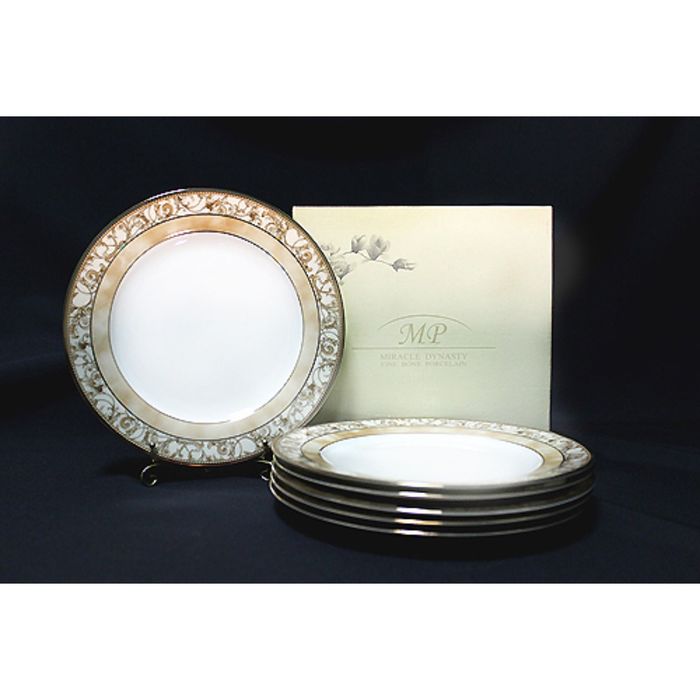 Набор из 6 тарелок "Золотой узор", 22 см, в подарочной упаковке