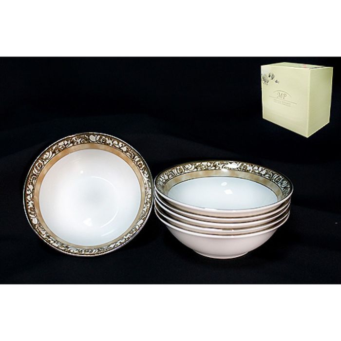 Набор из 6 салатников "Золотой узор", 13 см, в подарочной упаковке