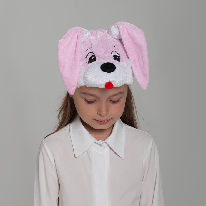 Карнавальная шапка "Зайка" розовая обхват головы 52-57см