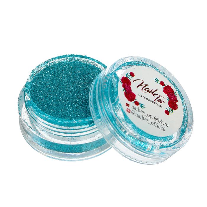 Втирка "Зеркальный блеск" для декора ногтей, мелкая, цвет бирюзовый