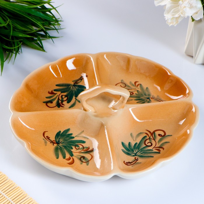 Менажница с ручкой 26 см «Мария», рисунок МИКС