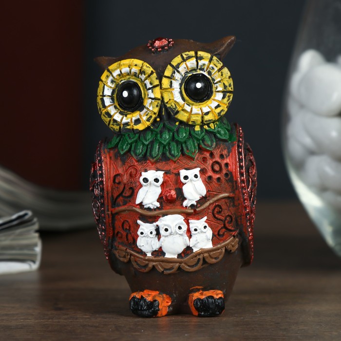 Сувенир полистоун "Сова с рисунками" 8х5х3,2 см