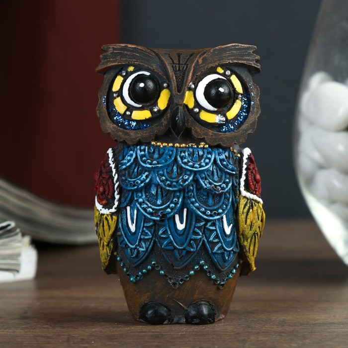 Сувенир полистоун "Сова с синей грудкой" 7,5х5х3,2 см
