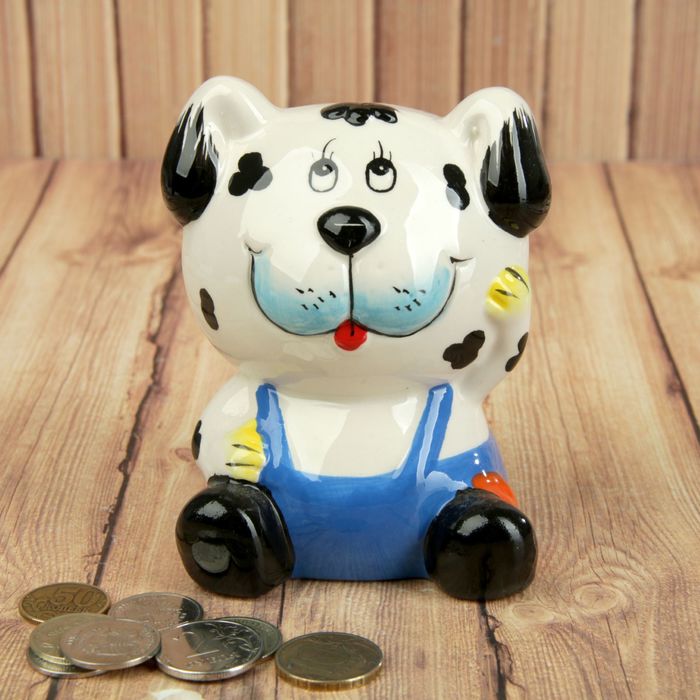 Копилка керамика "Щенок в штанишках" 10,5х8,5х7,5 см