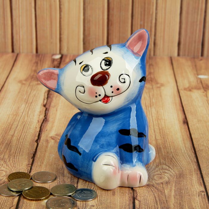 Копилка керамика "Котёнок улыбка" 12,5х10х10 см