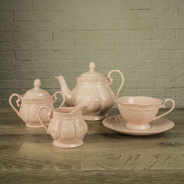 Молочник 140 мл "Кружевная лоза", цвет розовый