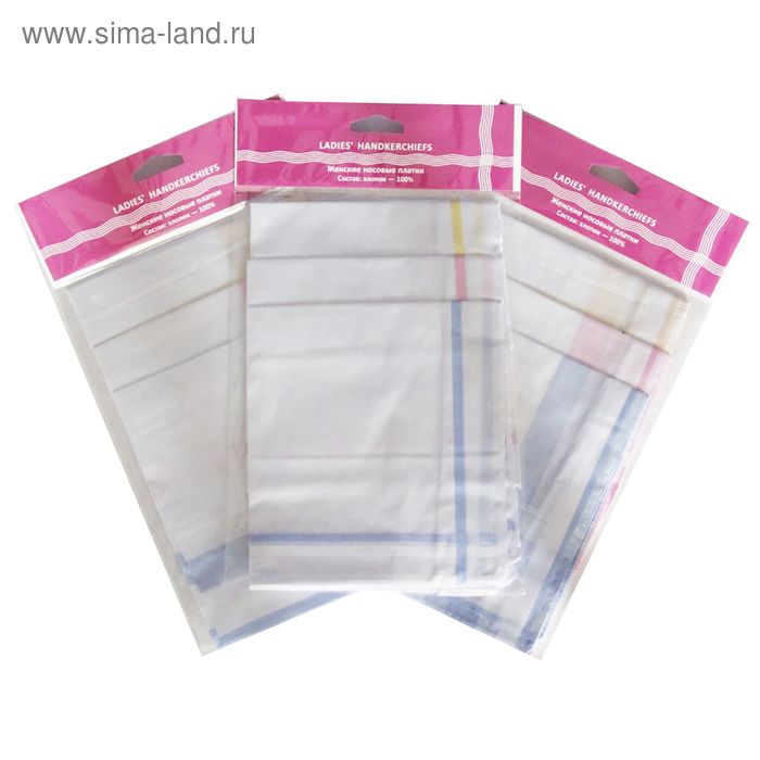 Набор женских носовых платков в пакете ЭТНИКА, Арт.45678(3), 30х30, 3шт х/б