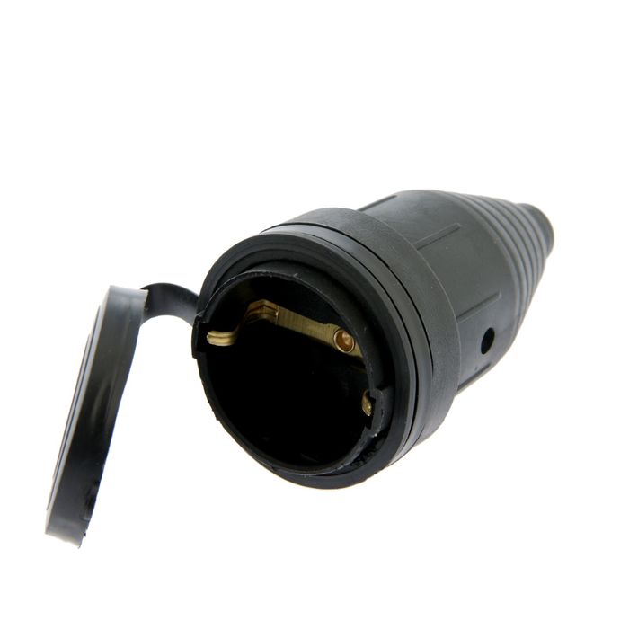 Розетка переносная Tecco, 16 А, каучук, с з/к, с заглушкой, IP44