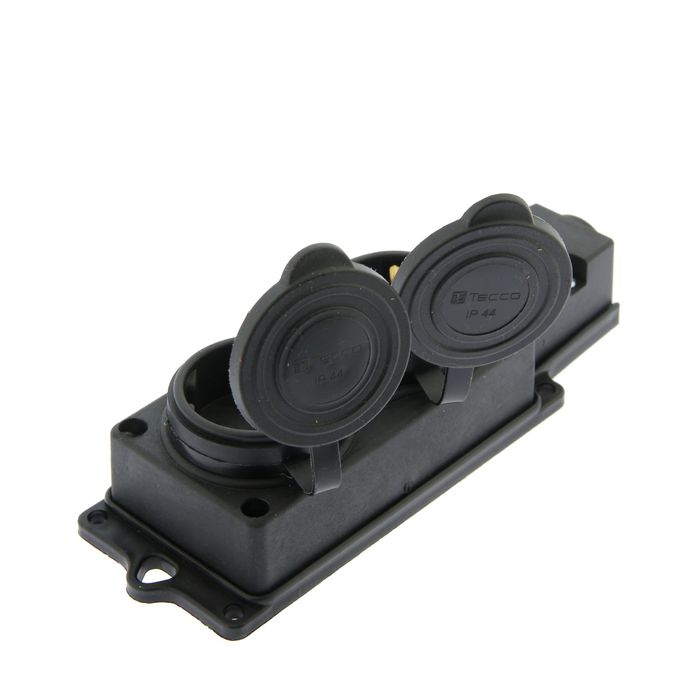 Розетка Tecco, каучук, двухместная, 16 А, с з/к, IP44