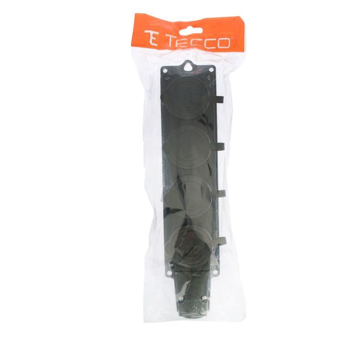 Розетка Tecco, каучук, четырёхместная, 16 А, с з/к, IP44
