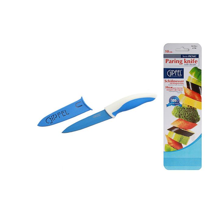 Нож универсальный Gipfel Picnic, синий в пластиковом чехле, 10 см
