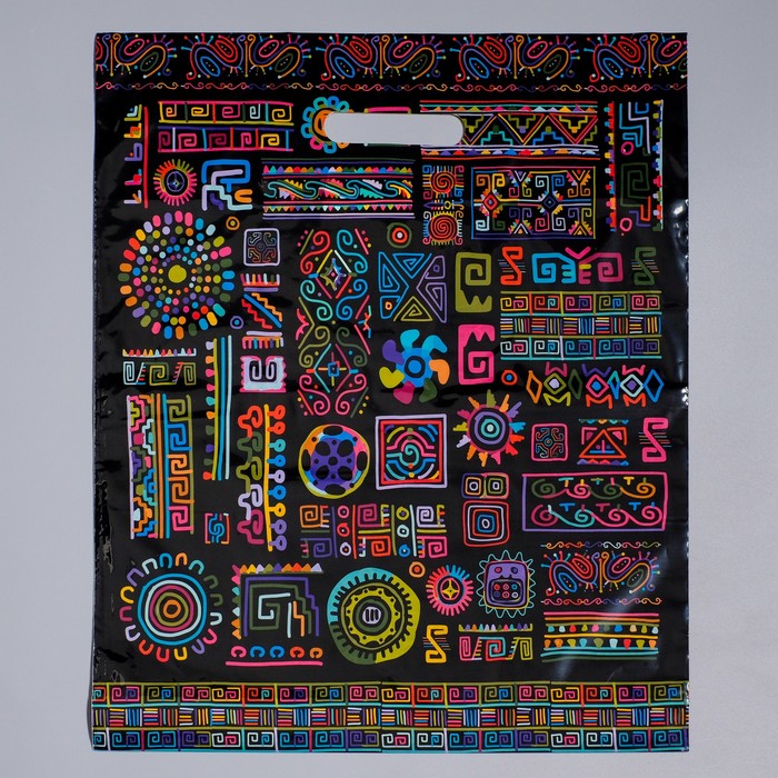 Пакет "Геометрический орнамент" полиэтиленовый с вырубной ручкой, 38х45 см, 60 мкм