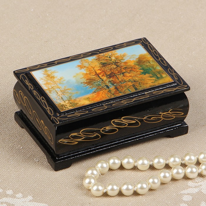 Шкатулка «Осенний лес», 6×9 см, лаковая миниатюра