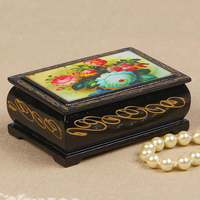 Шкатулка «Жостово», 6х9 см, лаковая миниатюра