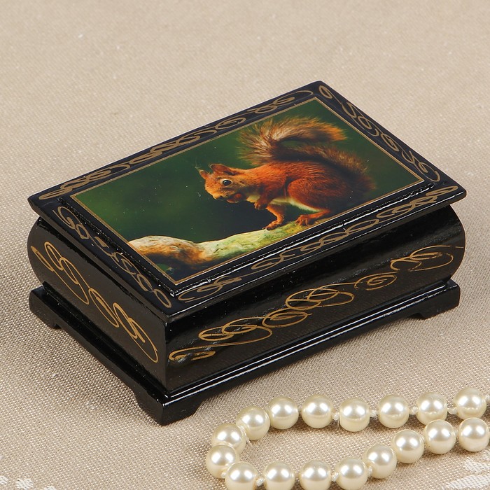 Шкатулка «Белочка», 6×9 см, лаковая миниатюра
