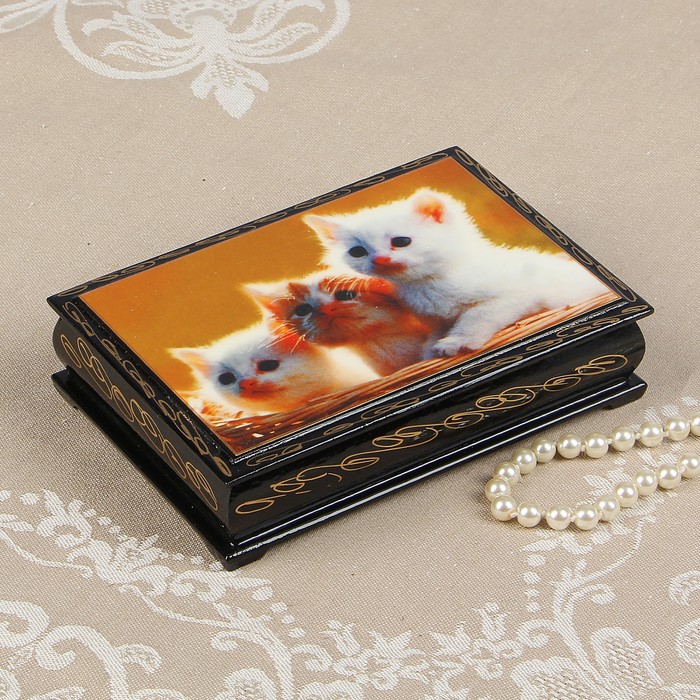 Шкатулка «Котята», 11×16 см, лаковая миниатюра