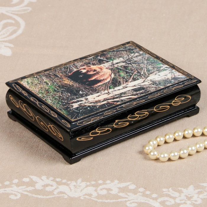 Шкатулка «Медведь»,10×14 см, лаковая миниатюра