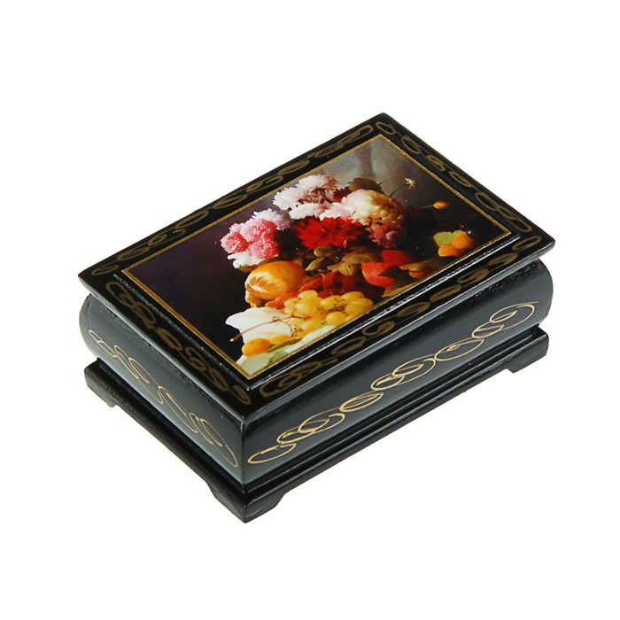 Шкатулка «Цветы», 6х9 см, лаковая миниатюра