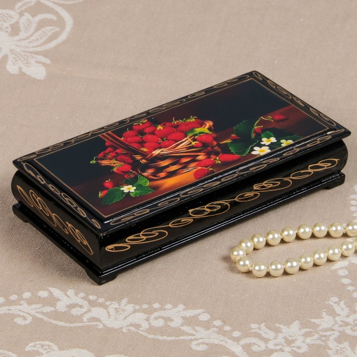 Шкатулка - купюрница «Цветы», 8,5×17 см, лаковая миниатюра