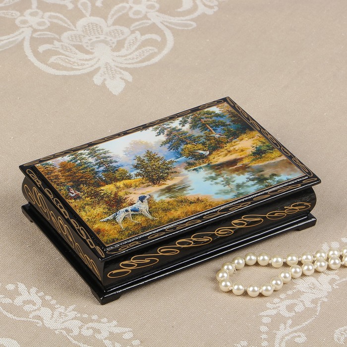 Шкатулка «Охота», 11×16 см, лаковая миниатюра