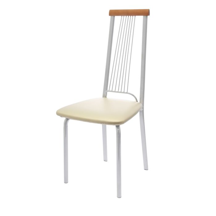 Стул  "Куиро", цвет обивки бежевый,каркас хром, дерево бук