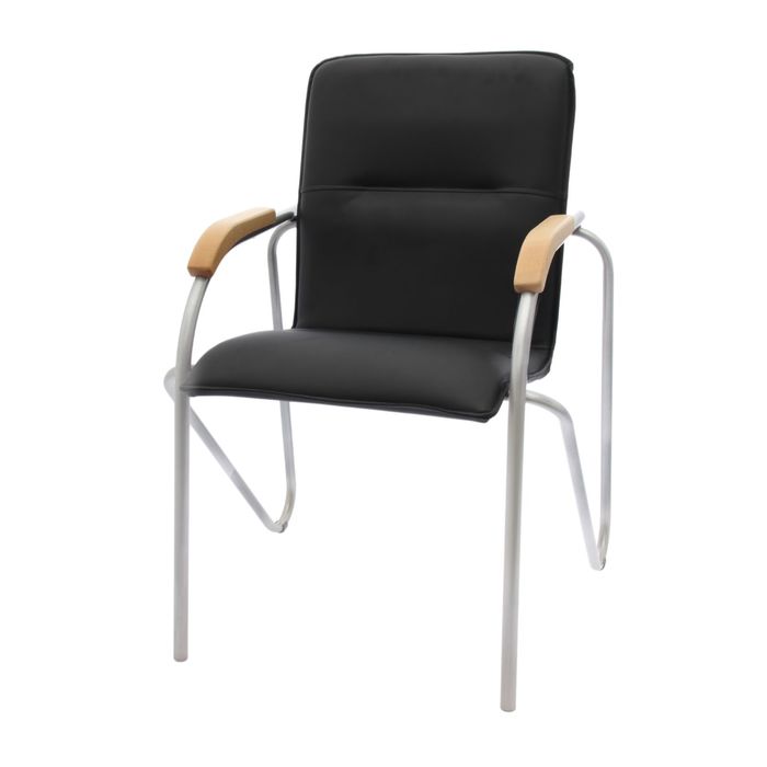 Стул  "Симба", цвет обивки черный, каркас серебристый, дерево бук