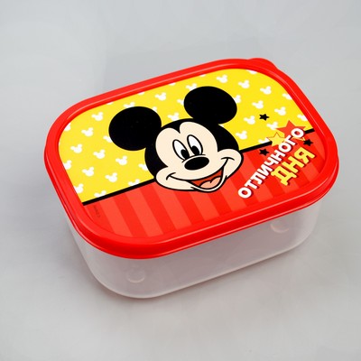 Ланч-бокс прямоугольный, 500 мл, Микки Маус "Отличного дня" красный с желтым