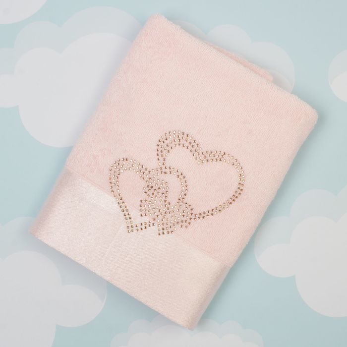 Полотенце махровое "Два сердца как одно", 45х90 см, цвет розовый, 400 гр/м