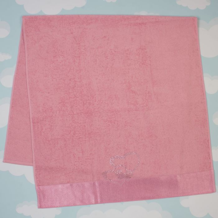 Полотенце махровое "Два сердца как одно", 45х90 см, цвет фуксия, 400 гр/м